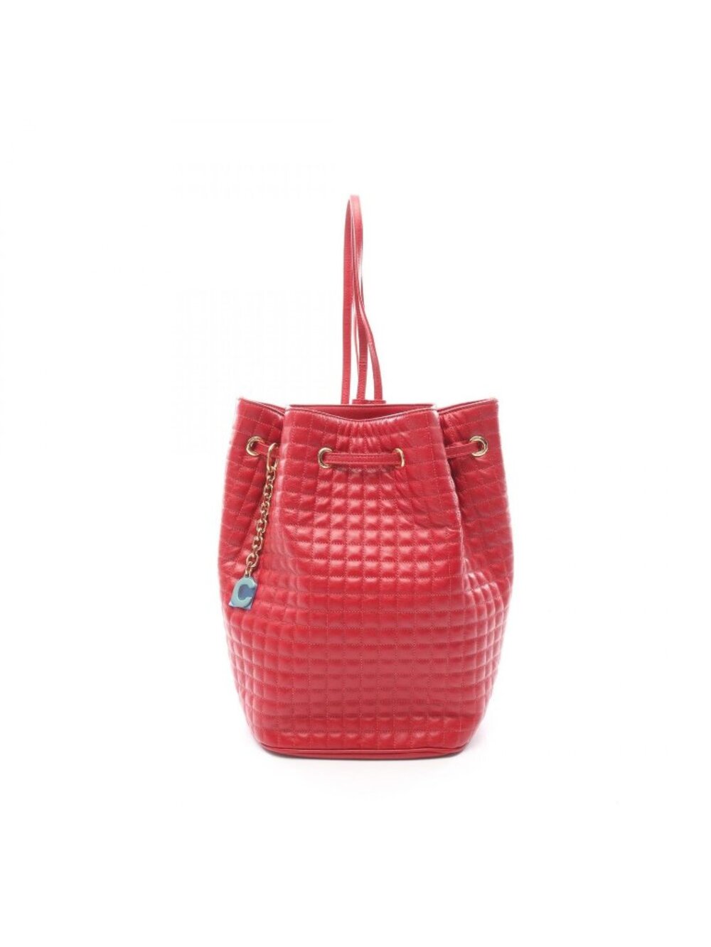 Celine Backpack Charm Small Red Leather Bucket